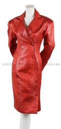 A Patrick Kelly Red Embossed Alligator Print Jacket Dress