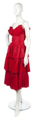 A Red Taffeta Evening Dress