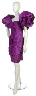 A Victor Costa Purple Ruched Cocktail Dress