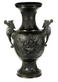74 Late 19c Japanese Meiji Bronze Large Vase