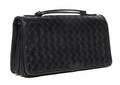 A Bottega Veneta Black Woven Leather Evening Clutch