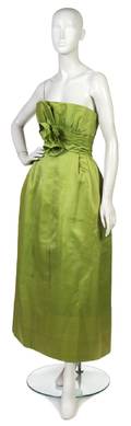 A Simonetta Green Silk Evening Gown