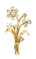 An 18 Karat Yellow Gold and Diamond Articulated Flower Brooch