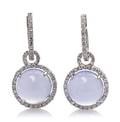 A Pair of 18 Karat White Gold Blue Chalcedony and Diamond Earrings