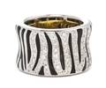An 18 Karat White Gold Diamond and Enamel Zebra Ring Roberto Coin