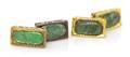 A Pair of Mughal Style Emerald and Polychrome Enamel Cufflinks