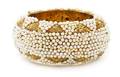 An 18 Karat Yellow Gold Cultured Pearl and Diamond Bangle Bracelet