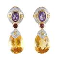 A Pair of Yellow Gold Diamond and Multi Gem Earclips