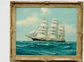 112 Oil on Canvas of a Triple Masted Clipper Ship
