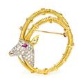 An 18 Karat Gold Diamond and Ruby Ibex Brooch Jean Schlumberger for Tiffany  Co