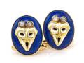 A Pair of 18 Karat Yellow Gold Lapis Lazuli Opal and Enamel Cufflinks