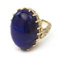 A 14 Karat Yellow Gold and Lapis Lazuli Ring