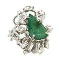 A Platinum Emerald and Diamond Ring