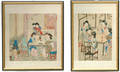 97 Two Japanese Paintings Interior with Geishas