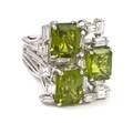 A Platinum Diamond and Peridot Ring