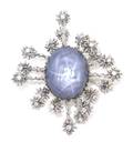 A 14 Karat White Gold Star Sapphire and Diamond Table Object