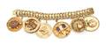 A 14 Karat Yellow Gold Filigree Bracelet with Six Disk Charms