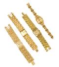 A Group of Yellow Gold Wristwatches