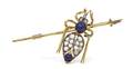 A Victorian Yellow Gold Diamond and Lapis Lazuli Insect Brooch