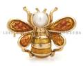 An 18 Karat Yellow Gold Cultured Pearl and Enamel Bee Pin