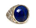 A Vintage 14 Karat White Gold Lapis Lazuli and Diamond Ring