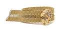 A 14 Karat Gold and Diamond Belt Motif Bracelet Watch Geneva