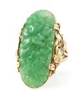 A 14 Karat Yellow Gold and Carved Jade Ring