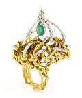 A 18 Karat Gold Emerald and Diamond Ring