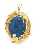 An 18 Karat Yellow Gold Hardstone and Diamond Pendant