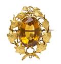 A 14 Karat Yellow Gold and Citrine Brooch