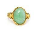 An 18 Karat Yellow Gold and Jade Ring