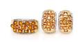 A Set of 14 Karat Yellow Gold Orange Sapphire and Diamond Jewelry