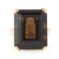 A 14 Karat Yellow Gold and Smoky Quartz Ring