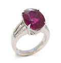 A 14 Karat White Gold Pink Tourmaline and Diamond Ring