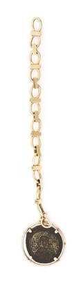 A 14 Karat Yellow Gold and Ancient Coin Bracelet