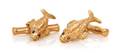 A Pair of 18 Karat Yellow Gold and Sapphire Fish Cufflinks