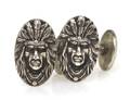 A Pair of Sterling Silver Indian Chief Cufflinks