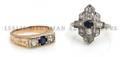 A Group of Two Diamond and Sapphire Rings