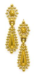 A Pair of Vintage 14 Karat Yellow Gold Pendant Earrings