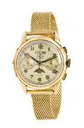An 18 Karat Yellow Gold Chronograph Moonphase Wristwatch Actua Circa 1950