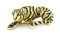 An 18 Karat Yellow Gold Enamel and Emerald Crouching Tiger Brooch David Webb