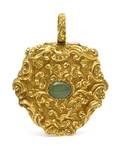 A Victorian Yellow Gold and Jade Locket Pendant