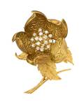 An 18 Karat Yellow Gold and Diamond Flower Brooch With Articulated Petals