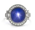 A Platinum Star Sapphire and Diamond Ring CJ Auger Circa 1950