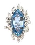 A Platinum Aquamarine and Diamond Ring