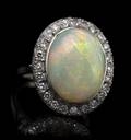 A Platinum Opal and Diamond Ring