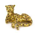 An 18 Karat Yellow Gold Sapphire and Emerald Leopard Brooch