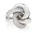 A 14 Karat White Gold and Diamond Knot Ring