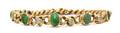 An Edwardian 18 Karat Yellow Gold Jade and Diamond Link Bracelet