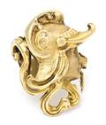 An Art Nouveau Yellow Gold Facade Ring